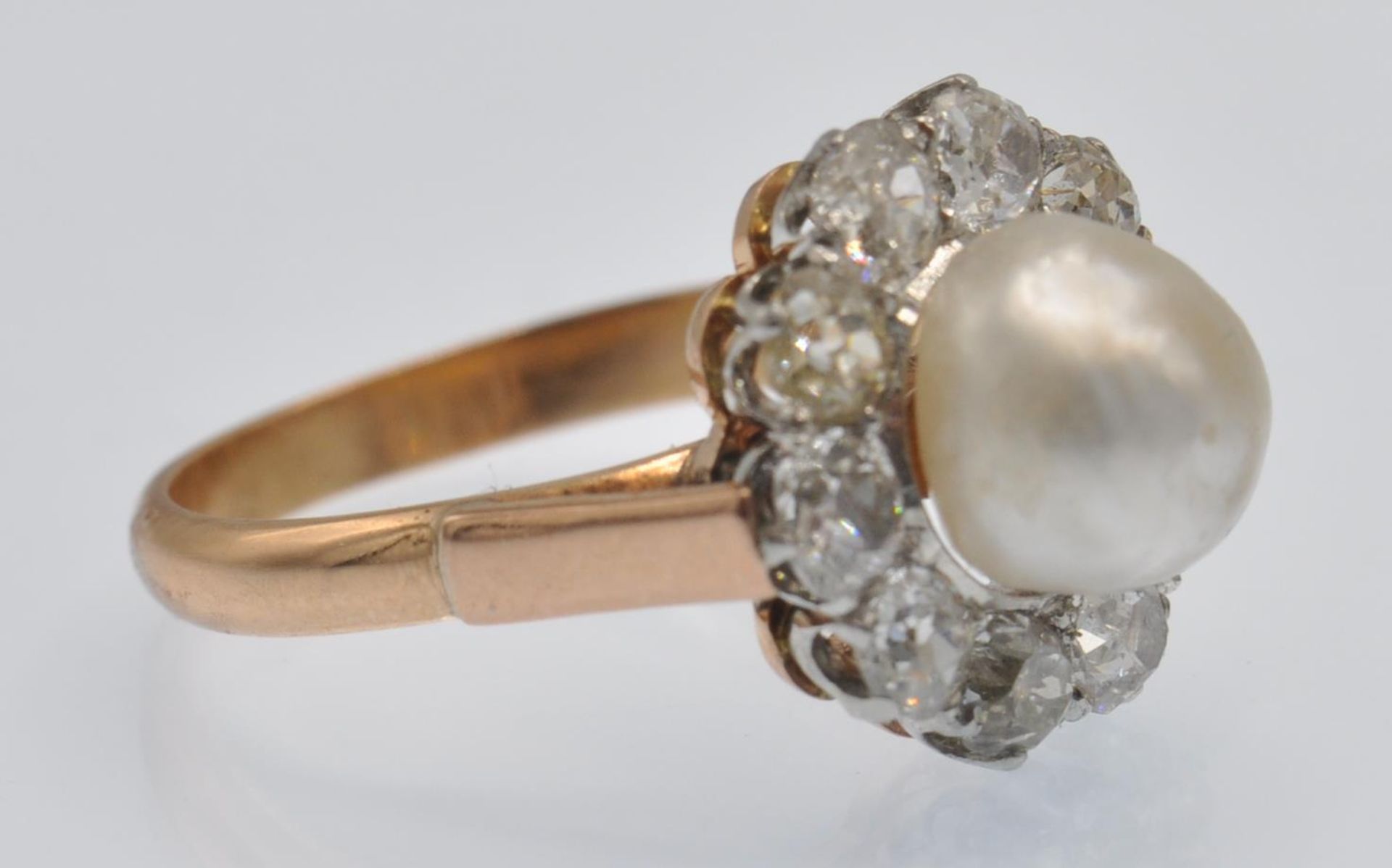 An 18ct Rose Gold, Platinum, Pearl & Diamond Cluster Ring - Image 3 of 5