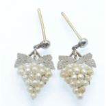 A Pair of Platinum & 15ct gold & Pearl Pendant Earrings