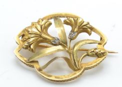 A French Art Nouveau Gold & Diamond Brooch