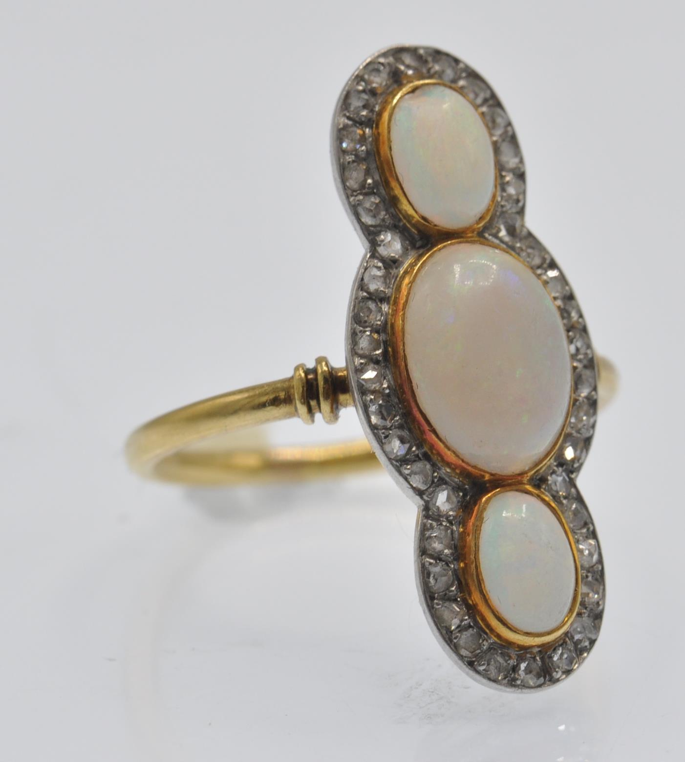 A French 18ct Gold Opal & Diamond 'Up Finger' Ring - Image 5 of 6