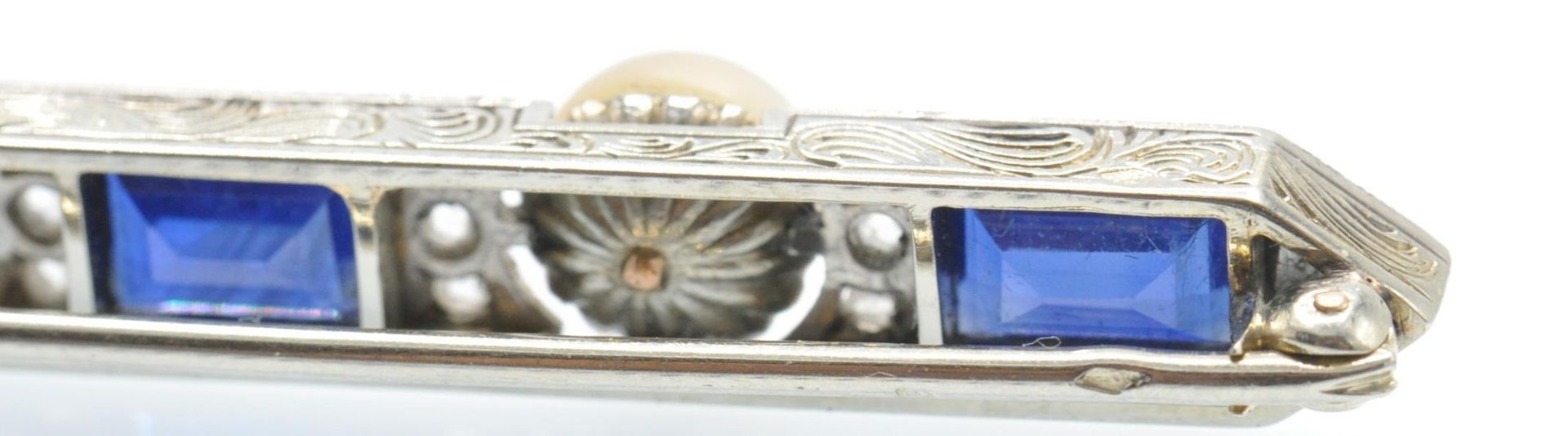 An Antique Gold Platinum, Sapphire Diamond & Pearl Brooch - Image 6 of 6