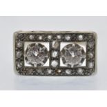 A French Art Deco Gold, Platinum & Diamond Plaque Ring