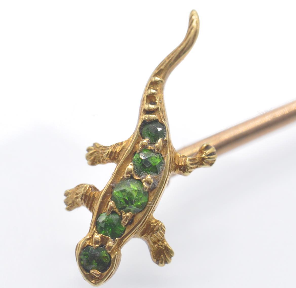 An Antique Gold & Demantoid Garnet Salamander Stick Pin