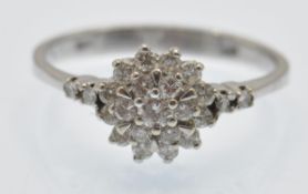 A 14ct White Gold & Diamond Cluster Ring