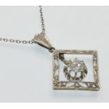 A French Art Deco 18ct gold, Platinum & Diamond Pendant Necklace