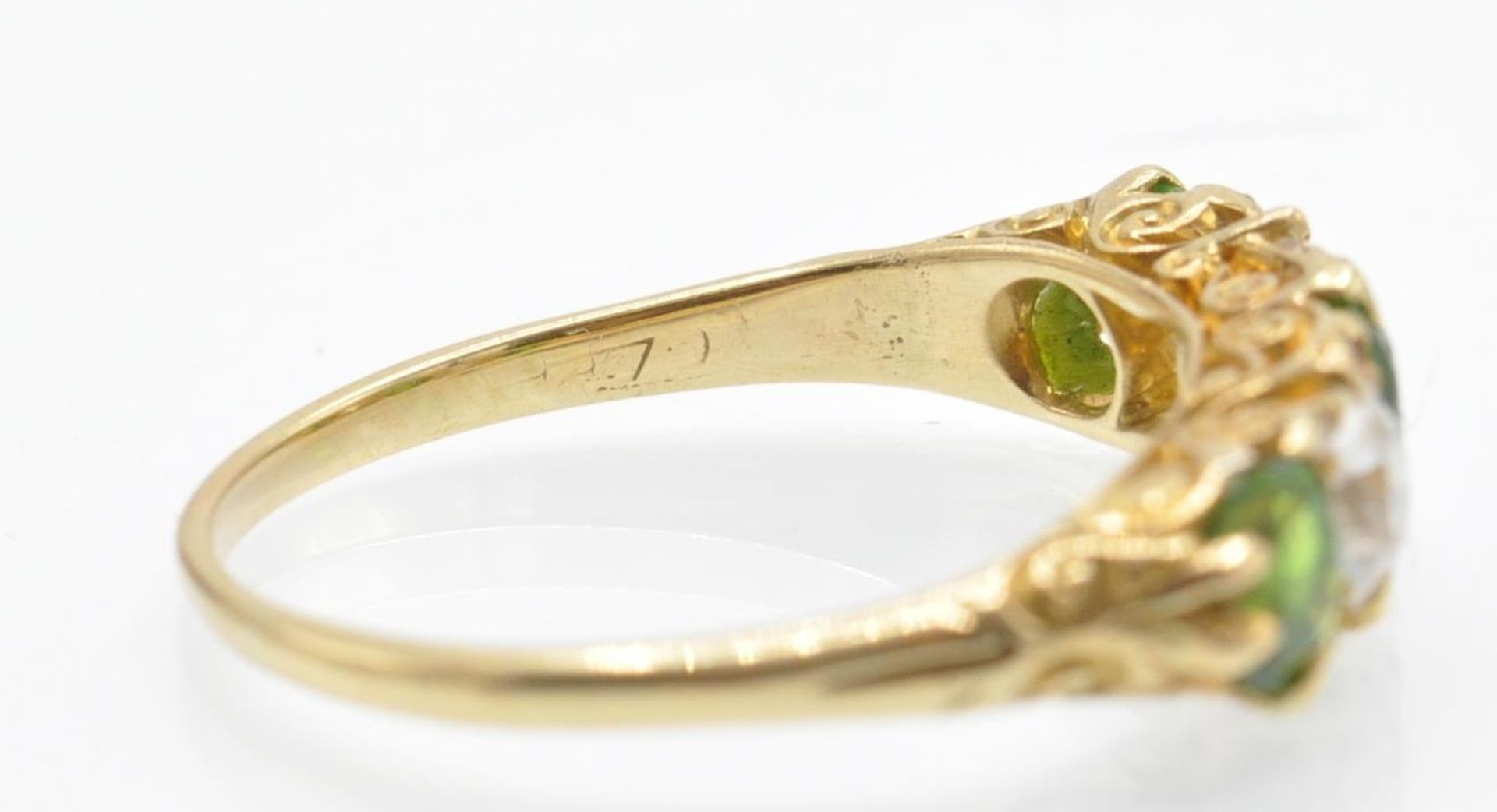 18ct Gold Demantoid Garnet & Diamond Ring - Bild 5 aus 5