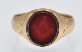 A Hallmarked Victorian 15ct Gold Masonic Signet Ring