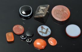A group of antique intaglios fob stones / seals to