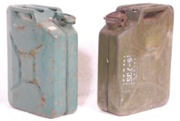 Two vintage 20th Century military jerry petrol can