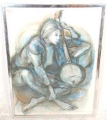 A Framed and glazed print painting by Sheldon Clyd