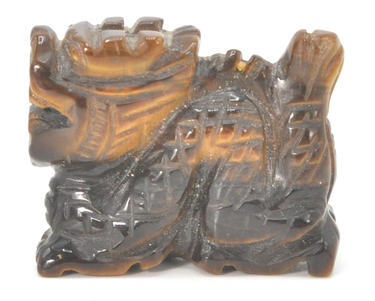 A small Chinese tiger's eye figure in the form of