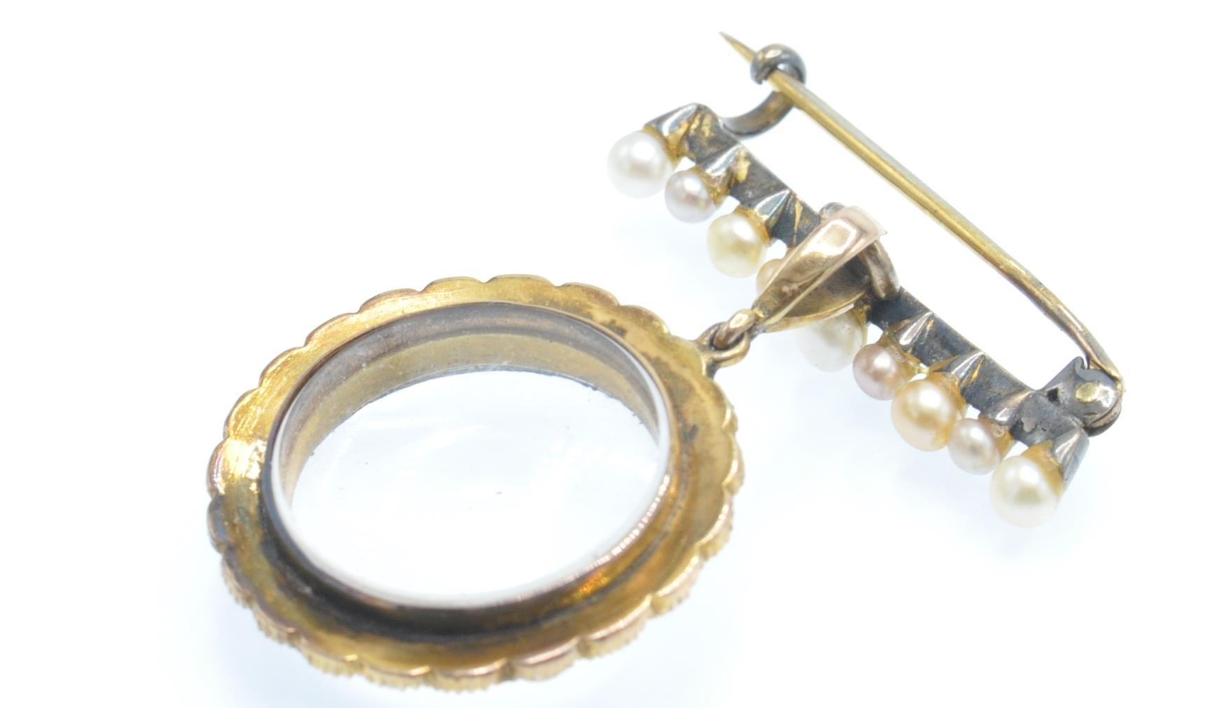 An Antique Pearl & Garnet Brooch Locket - Image 4 of 4