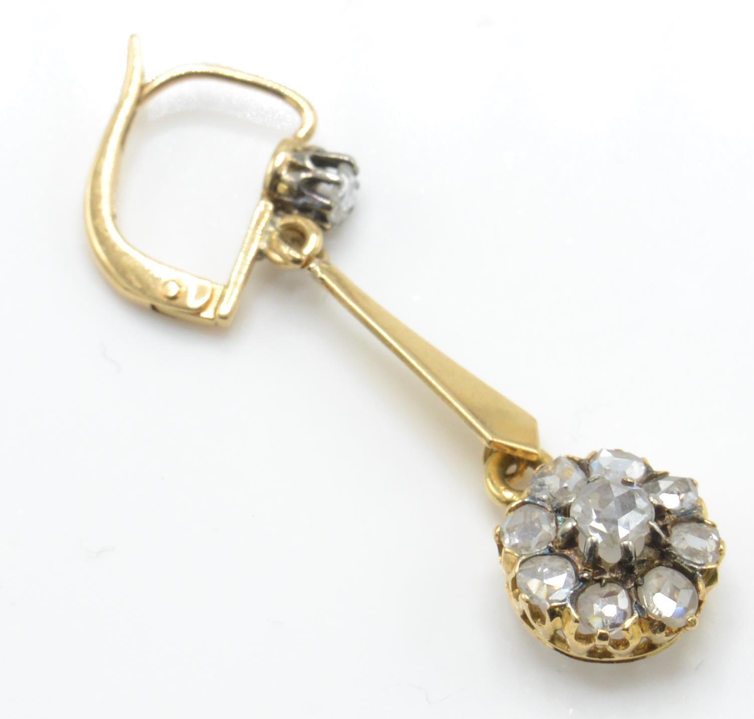 A Pair of Gold & Diamond Drop Earrings. - Image 3 of 6