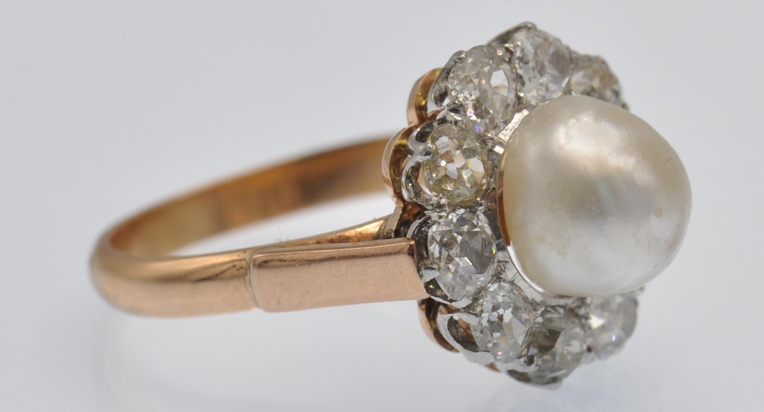 An 18ct Rose Gold, Platinum, Pearl & Diamond Cluster Ring - Image 4 of 5