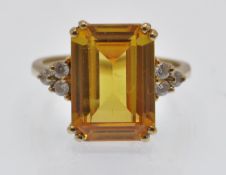 A Hallmarked 9ct Gold & Synthetic Yellow Sapphire Dress Ring