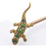 An Antique Gold & Demantoid Garnet Salamander Stick Pin