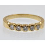 A Hallmarked 18ct Gold & Diamond Five Stone Ring