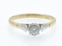 An Antique 18ct Gold & Platinum Solitaire Diamond Ring