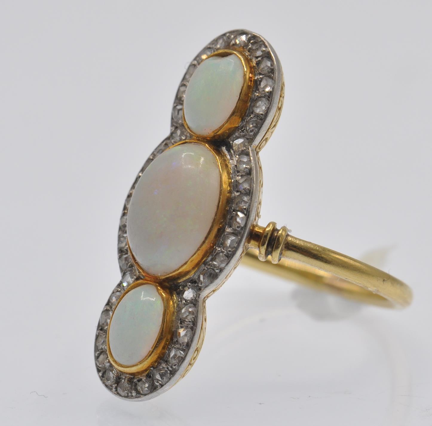 A French 18ct Gold Opal & Diamond 'Up Finger' Ring - Image 3 of 6