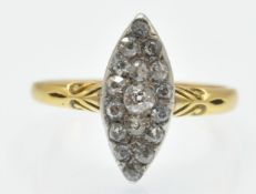 An Antique 18ct Gold & Diamond Navette Ring