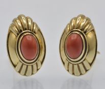 A pair of Boucheron French 18ct Gold & Coral Earrings