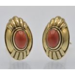 A pair of Boucheron French 18ct Gold & Coral Earrings