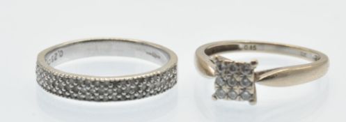 Two Hallmarked 9ct Gold & Diamond Rings