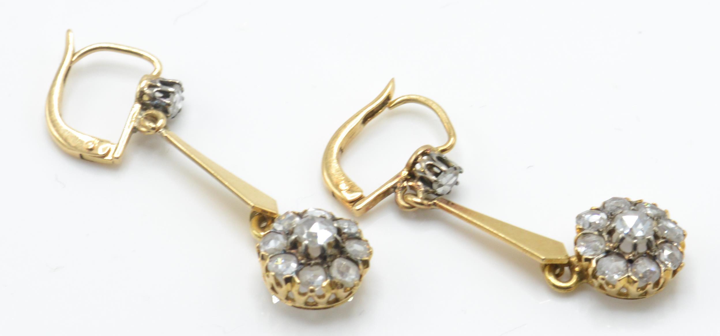 A Pair of Gold & Diamond Drop Earrings. - Image 4 of 6