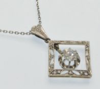 A French Art Deco 18ct gold, Platinum & Diamond Pendant Necklace