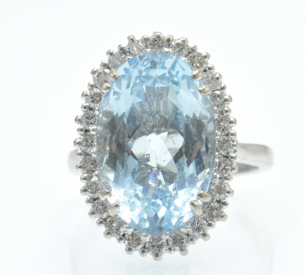 An 18ct White Gold Aquamarine & Diamond Dress Ring