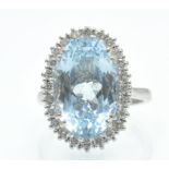 An 18ct White Gold Aquamarine & Diamond Dress Ring