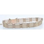 A 9ct Rose Gold Five Bar Gate Link Chain Bracelet