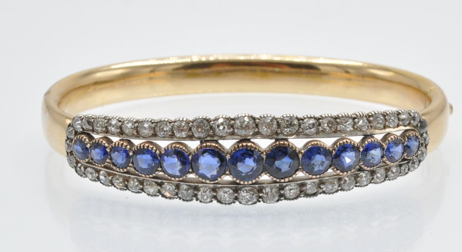 A Victorian Gold Sapphire & Diamond Bangle - Image 8 of 8