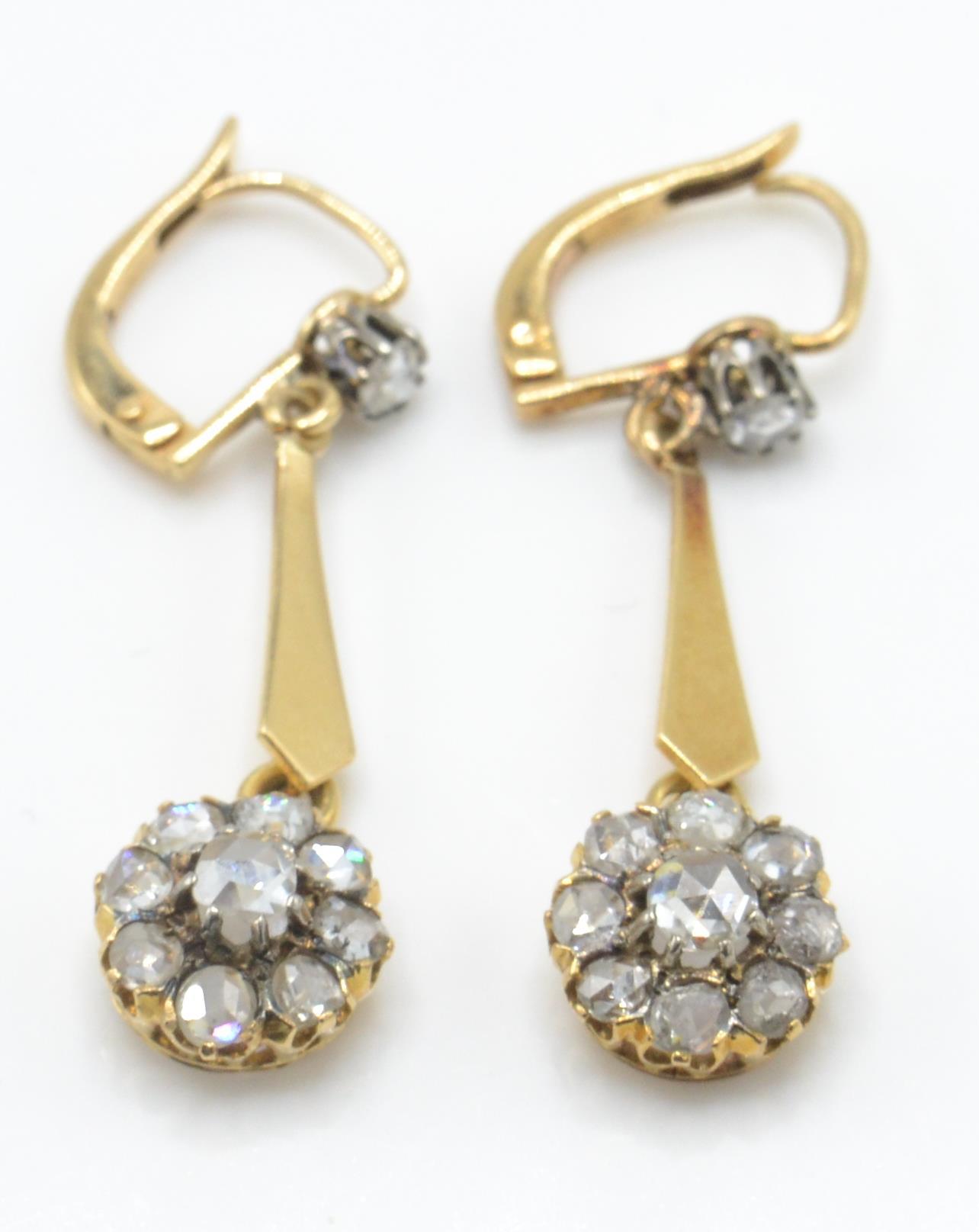 A Pair of Gold & Diamond Drop Earrings. - Image 2 of 6