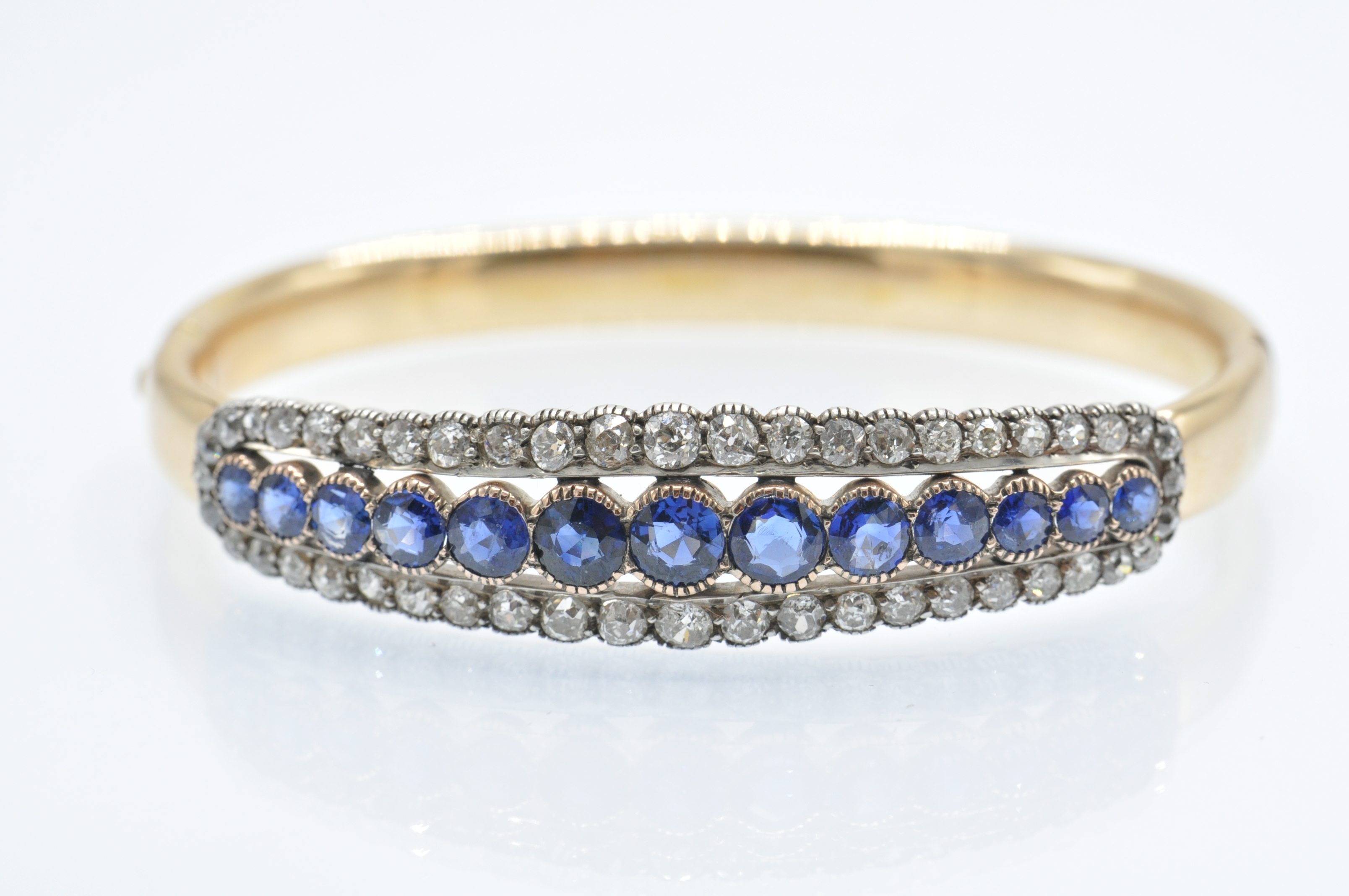 A Victorian Gold Sapphire & Diamond Bangle - Image 7 of 8