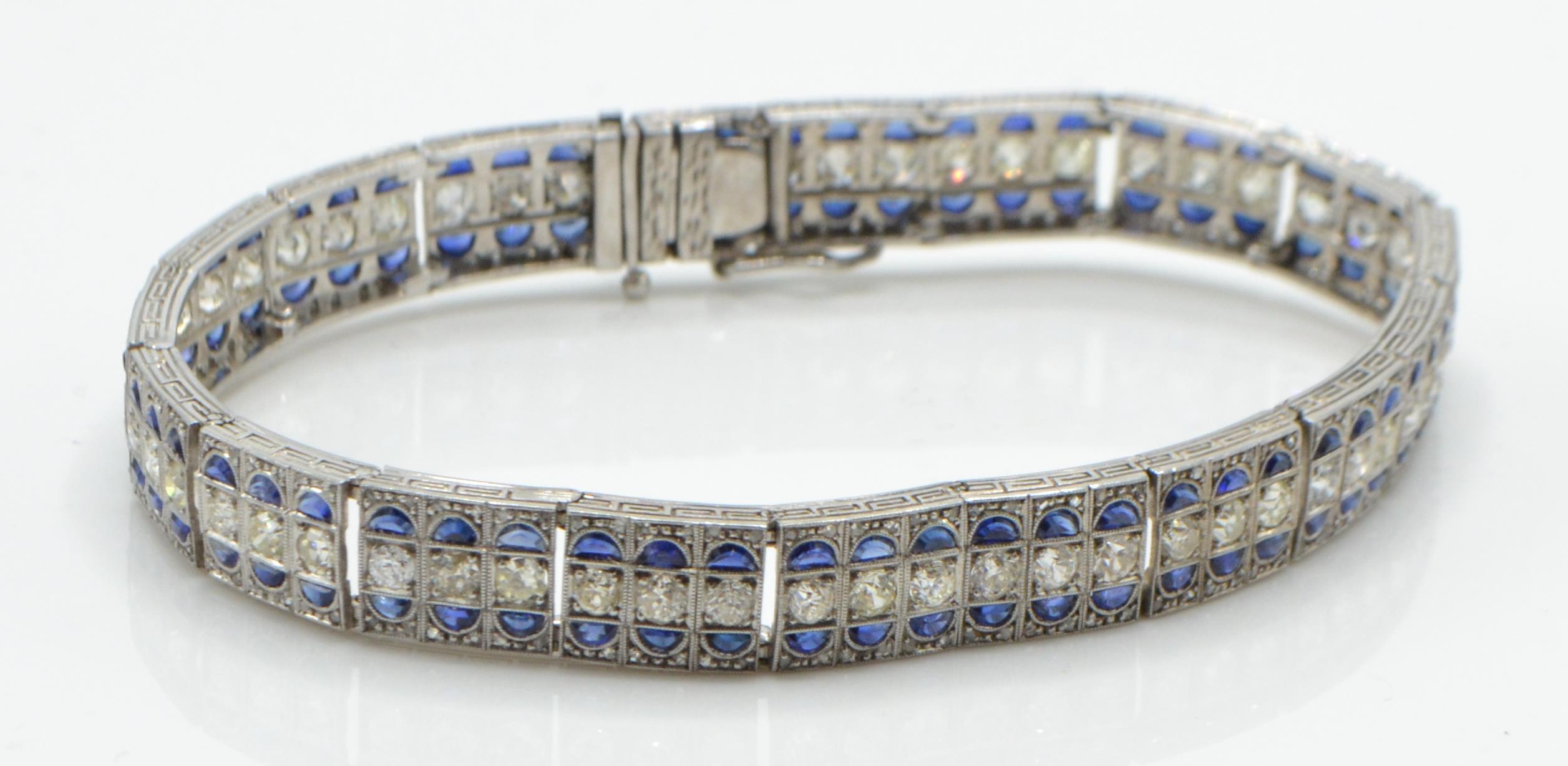 An 18t gold sapphire and diamond bracelet - Image 2 of 9