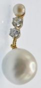 An 18ct Gold Pearl & Diamond Drop Pendant