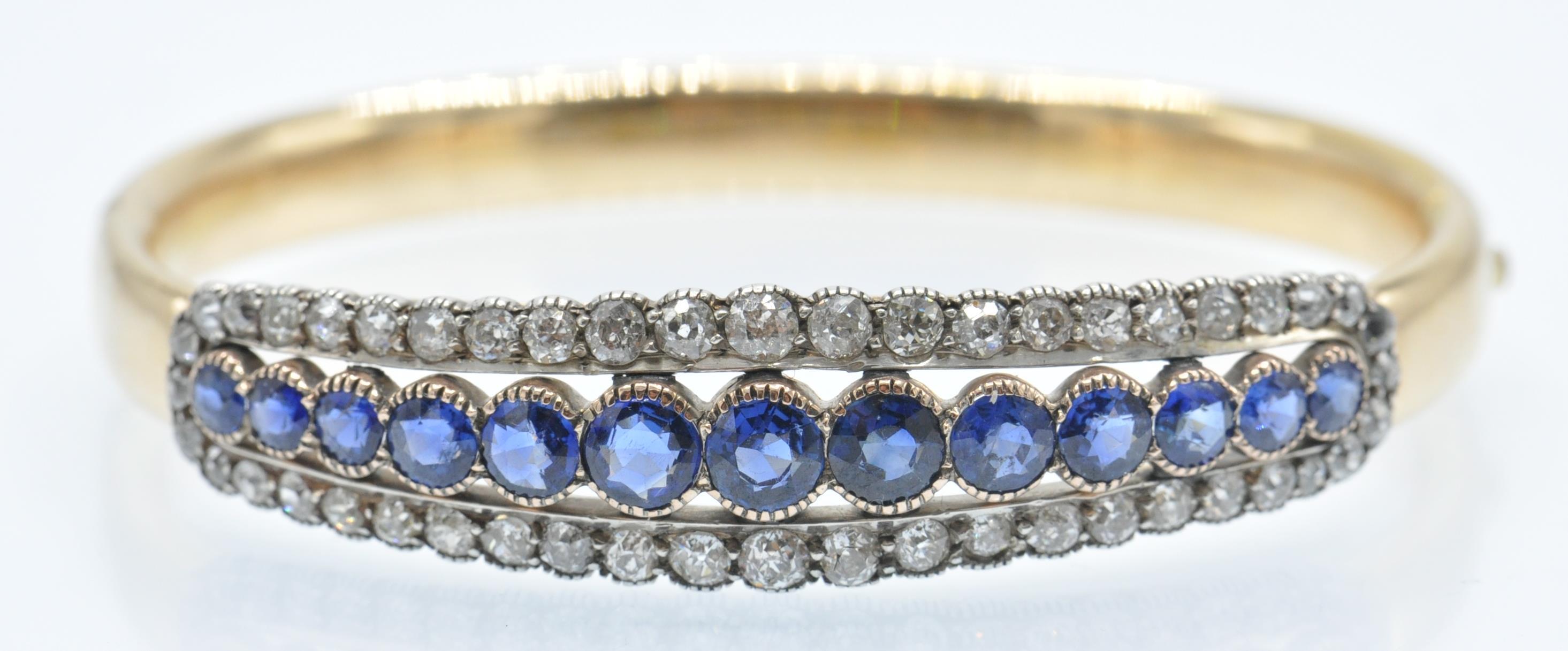 A Victorian Gold Sapphire & Diamond Bangle