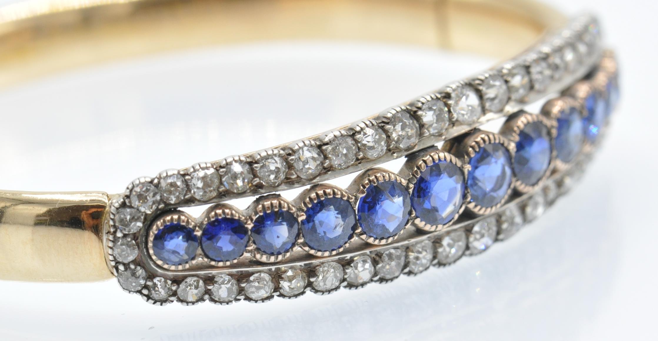 A Victorian Gold Sapphire & Diamond Bangle - Image 5 of 8