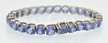 An Italian 18ct White Gold & Tanzanite Tennis Bracelet