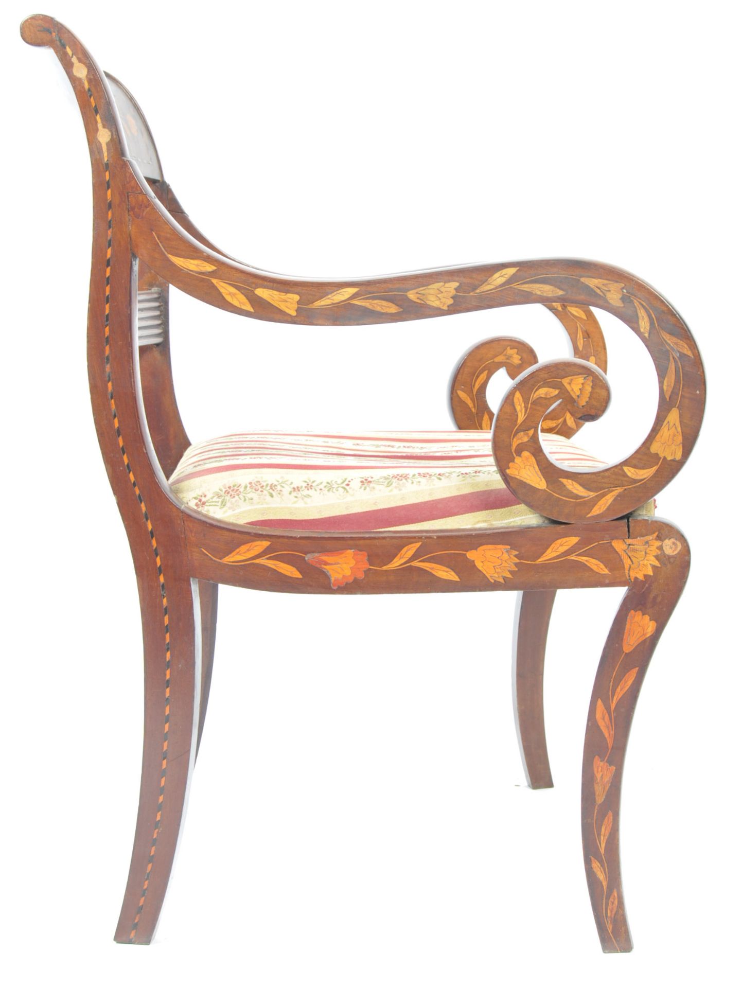 19TH CENTURY DUTCH FLORAL MARQUETRY ARM CHAIR - Image 4 of 15