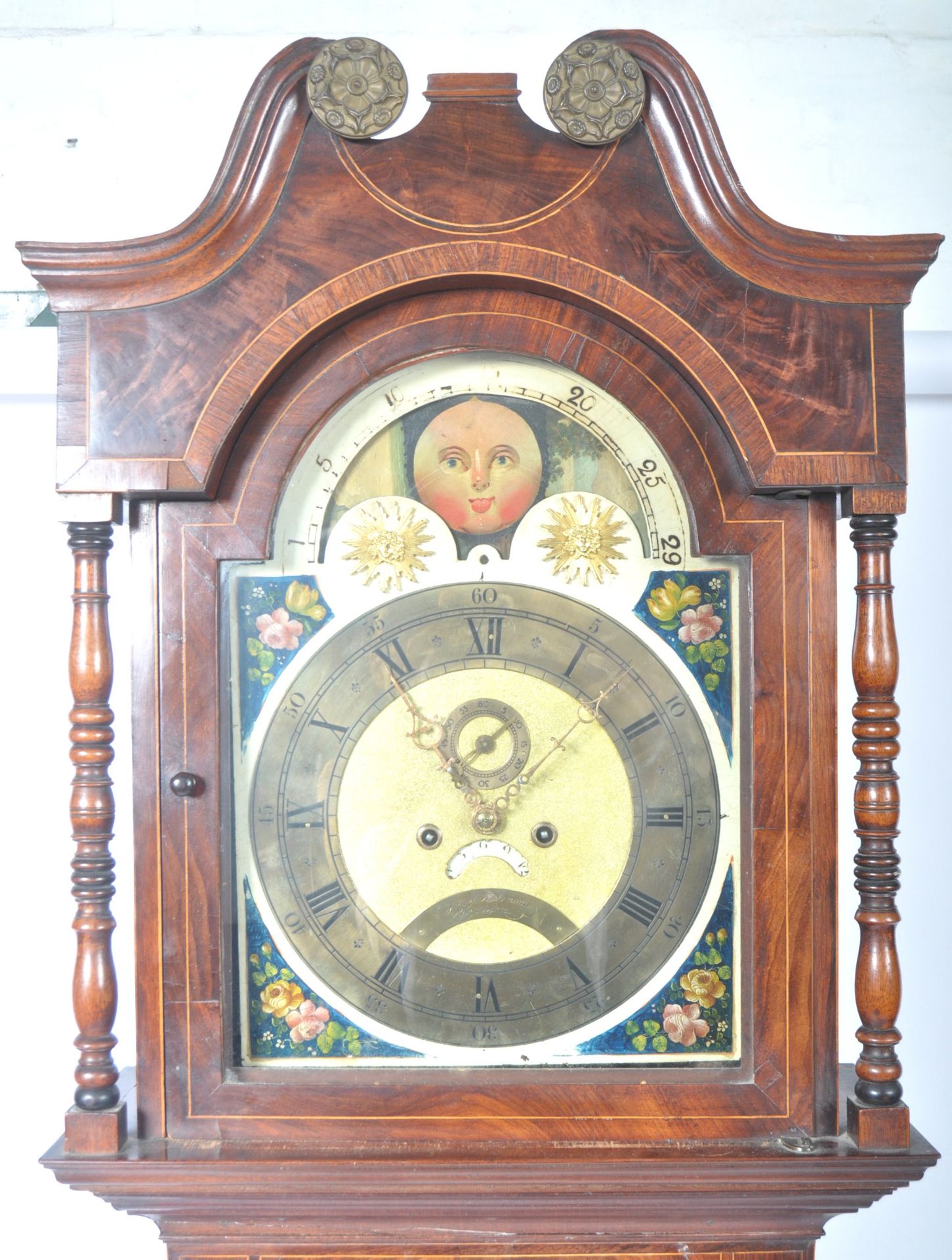 19TH CENTURY GEORGIAN MAHOGANY EIGHT DAY MOON PHAS - Bild 3 aus 12