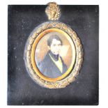 EARLY 19TH CENTURY GEORGIAN WATERCOLOUR PAINTING ON IVORY