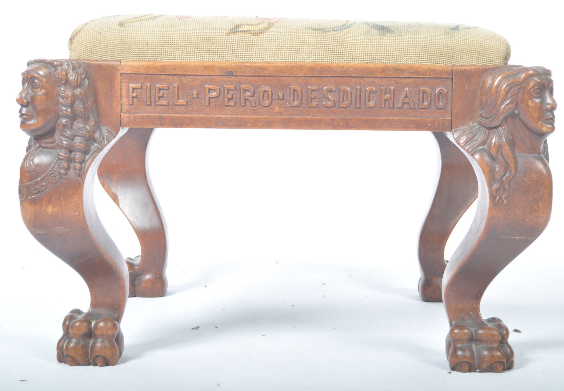 GEORGE V PERIOD WALNUT & MAHOGANY QUEEN ANNE STYLE STOOL - Bild 5 aus 13