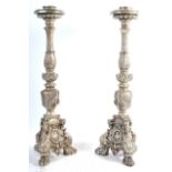 PAIR OF 19TH CENTURY ANTIQUE ECCLESIASTICAL CANDLESTICKS