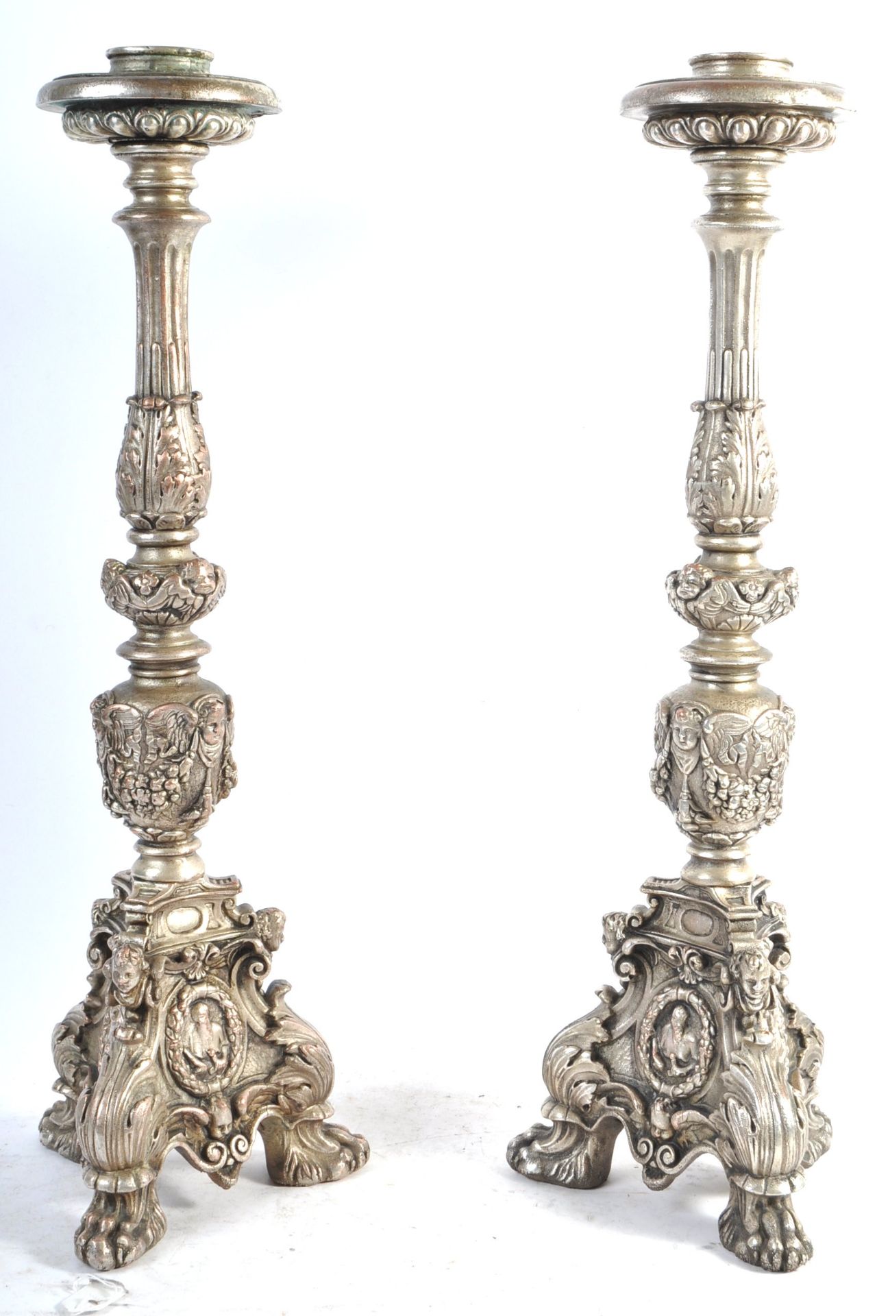 PAIR OF 19TH CENTURY ANTIQUE ECCLESIASTICAL CANDLESTICKS