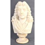 RARE FRENCH MARBLE ALABASTER BUST OF MOLIERE BY HOUDON