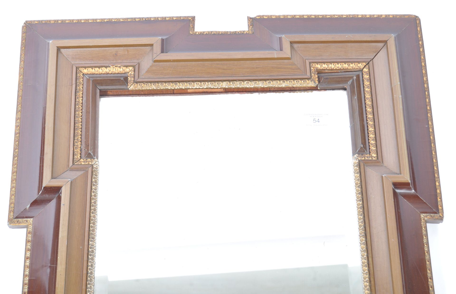 19TH CENTURY MAHOGANY FRAMED BEVELLED EDGE WALL MIRROR - Bild 2 aus 5