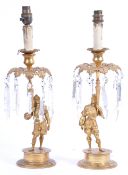 PAIR OF 19TH CENTURY GEORGIAN REGENCY BRONZE FIGURAL CANDLESTICKS