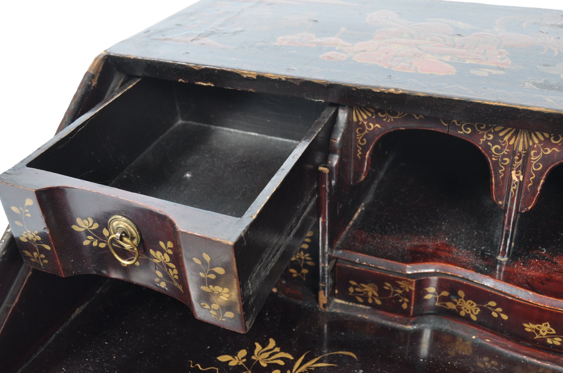 18TH CENTURY ENGLISH CHINOISERIE BLACK LACQUER TABLE BOX - Bild 8 aus 16